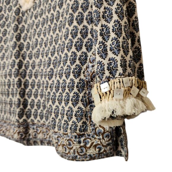 Tori Burch Tunic Top Size 8 Embellished Fringe And Beaded Accents Side Zip - Picture 7 of 16